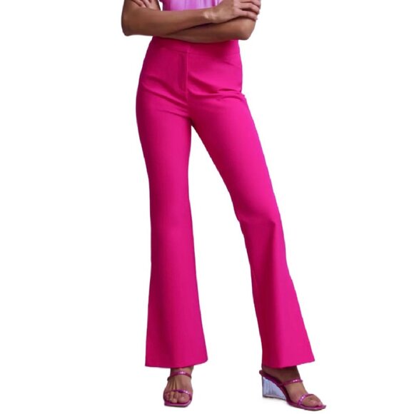 New York & Company Hot Pink High Rise Flare Pant Fit To Flatter Split Leg NWT - Picture 1 of 10